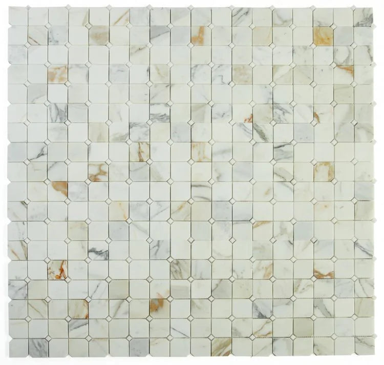 Precious Stone Calacatta Gold 2x2 Clipped Marble Mosaic