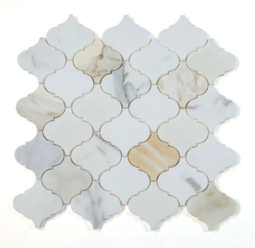 Precious Stone Calacatta Gold 12x12 Arabesque Marble Mosaic