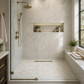 Precious Stone Calacatta Gold 2x2 Clipped Marble Mosaic — Bathroom shower floor