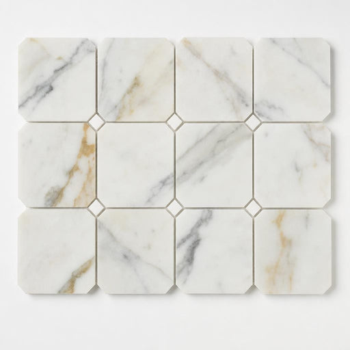 Precious Stone Calacatta Gold 2x2 Clipped Marble Mosaic close-up