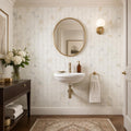 Precious Stone Calacatta Gold 2x2 Clipped Marble Mosaic — Powder Room wall