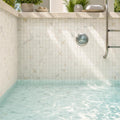 Precious Stone Calacatta Gold 2x2 Clipped Marble Mosaic — Swimming Pool pool interior tiling