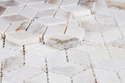 Precious Stone Cubic Calacatta Gold 11.75x12 Marble Mosaic