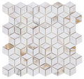 Precious Stone Cubic Calacatta Gold 11.75x12 Marble Mosaic