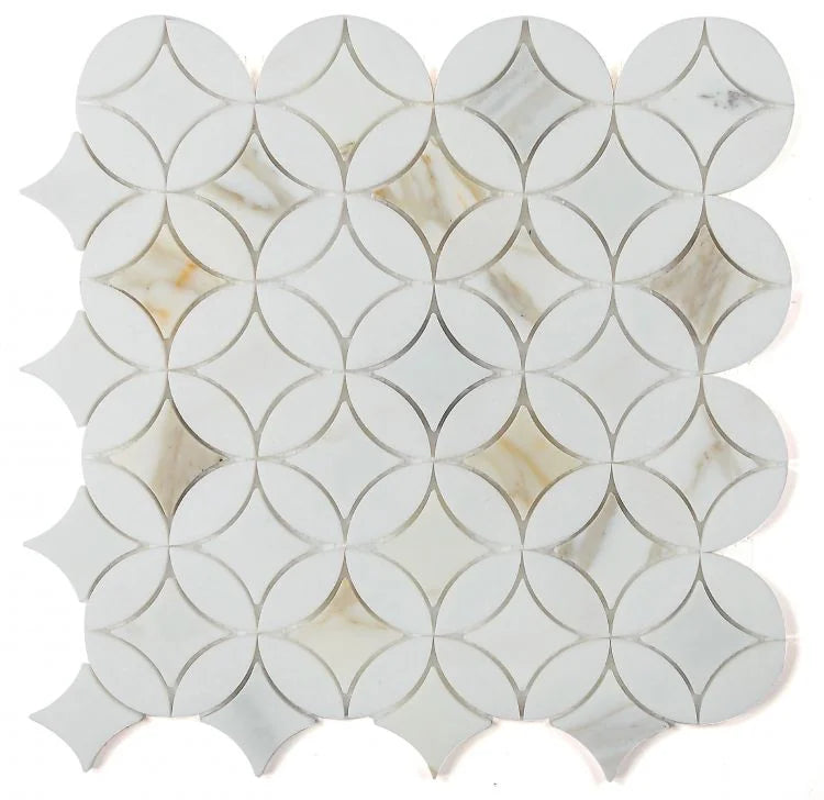 Precious Stone Embrace Calacatta Gold 2x2 Marble Mosaic