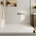 Precious Stone Embrace Calacatta Gold 2x2 Marble Mosaic — Bathroom shower floor
