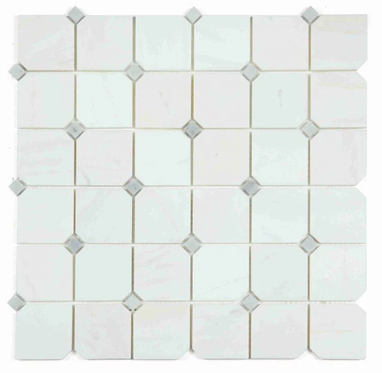 Precious Stone Milky White 11.75x11.75 Clipped Honed Marble Mosaic