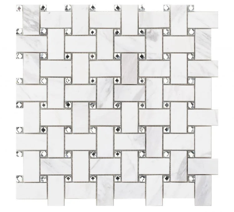 Precious Stone White 12x12 Marble and Glass Mosaic