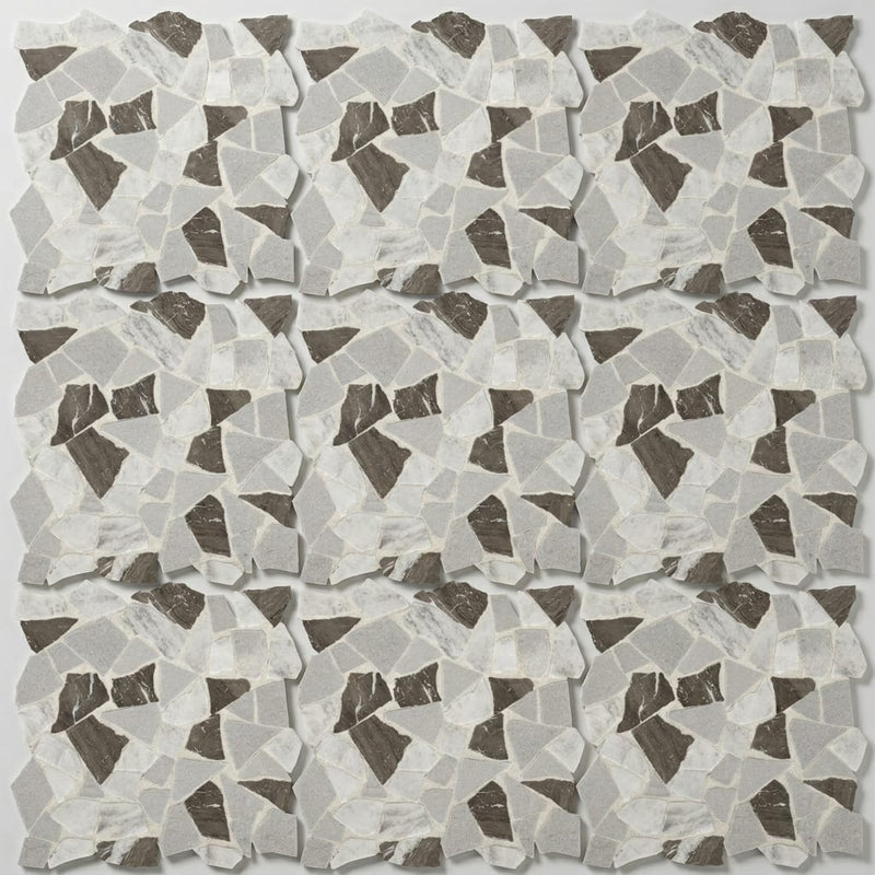 Predella Pebble Marble Mosaic in Reverent Taupe Blend, 12"x12" 12x12_sheet close-up