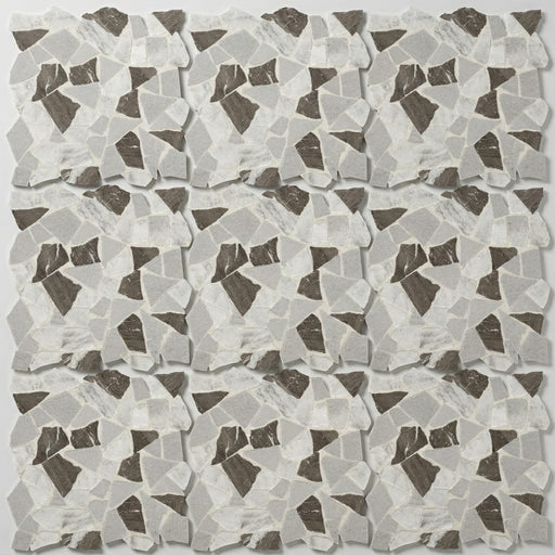 Predella Pebble Marble Mosaic in Reverent Taupe Blend, 12"x12" 12x12_sheet close-up