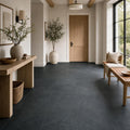Premium Black 12x12 Gauged Slate Tile — Hallway floor