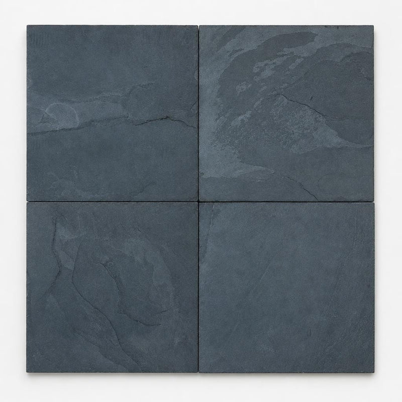 Premium Black 16x16 Gauged Slate Tile close-up