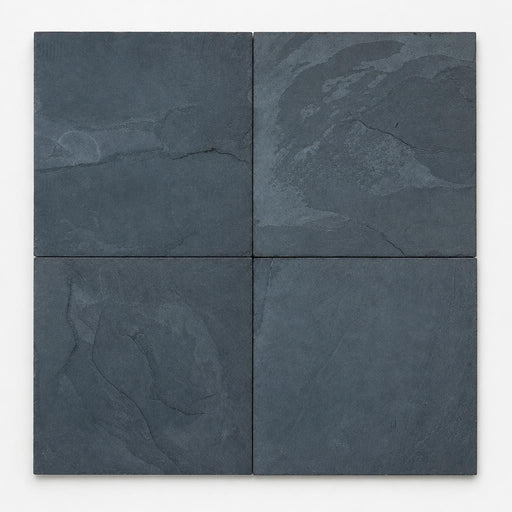 Premium Black 16x16 Gauged Slate Tile close-up