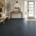 Premium Black 16x16 Gauged Slate Tile — Foyer floor