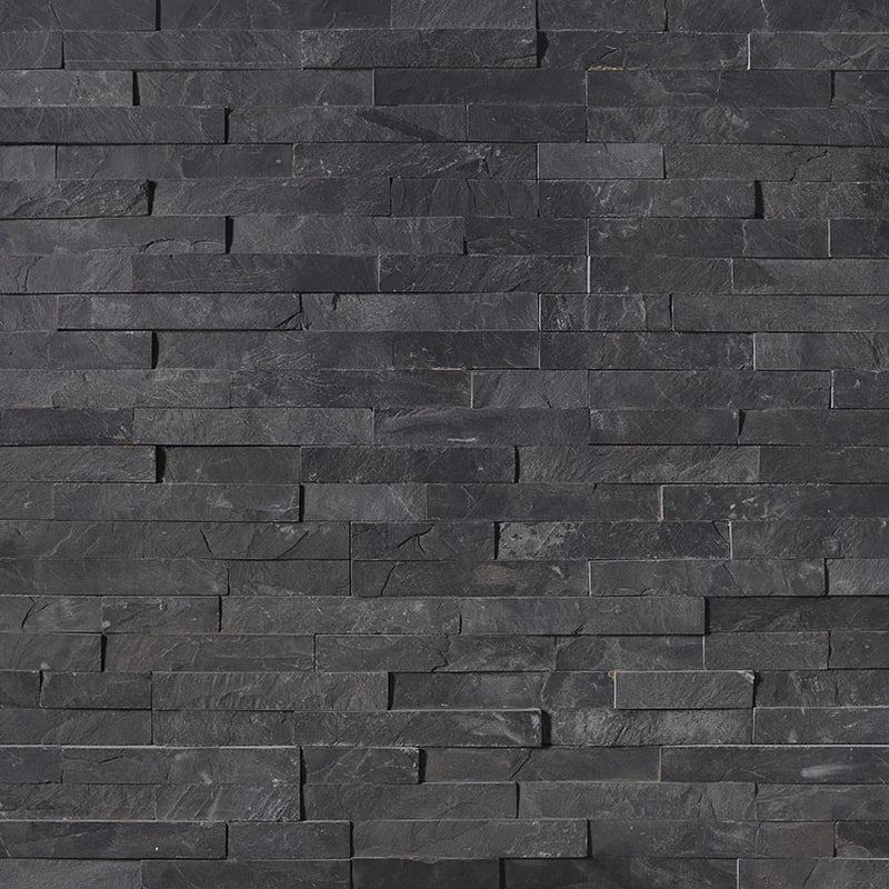 Premium Black 6x24 Panel Splitface Slate Ledger Stone