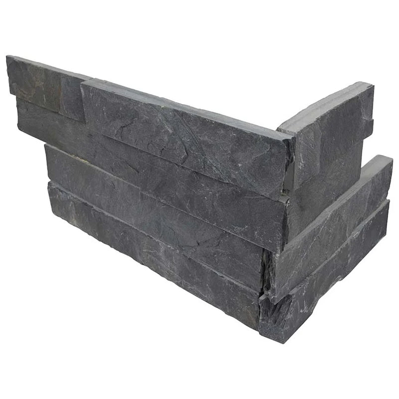 Premium Black 6x18 Corner Splitface Slate Ledger Stone