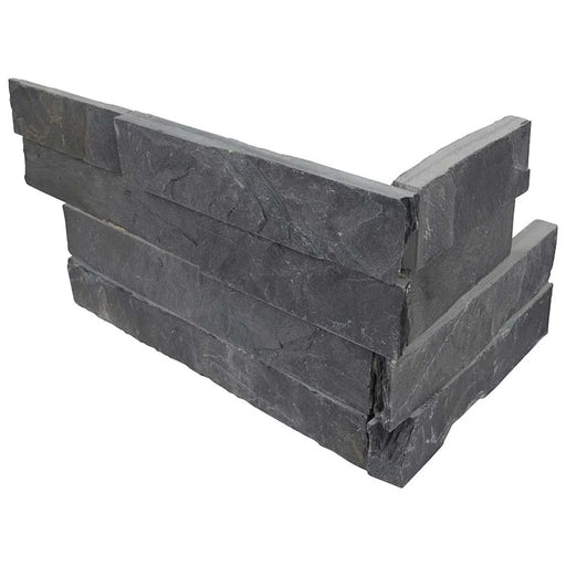 Premium Black 6x18 Corner Splitface Slate Ledger Stone