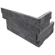 Premium Black Slate Corner 6x18 Splitface Ledger Stone