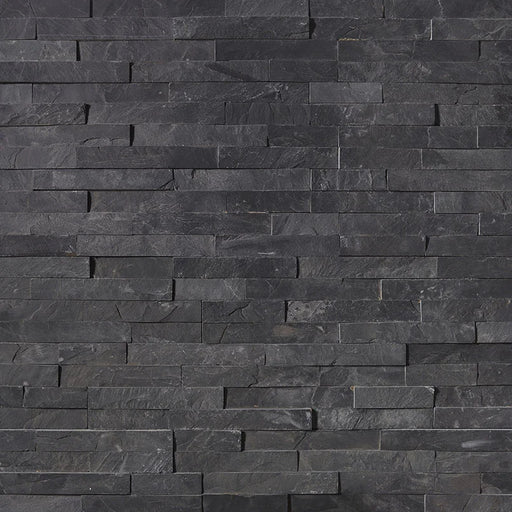 Premium Black Slate Corner 6x18 Splitface Ledger Stone