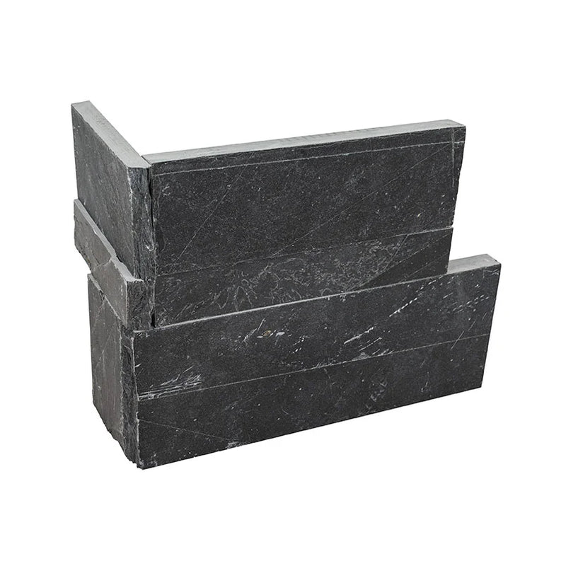 Premium Black Slate Corner 9x18 Splitface Ledger Stone