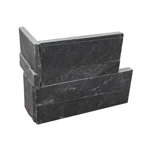 Premium Black Slate Corner 9x18 Splitface Ledger Stone