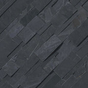 Premium Black Slate Corner 9x18 Splitface Ledger Stone