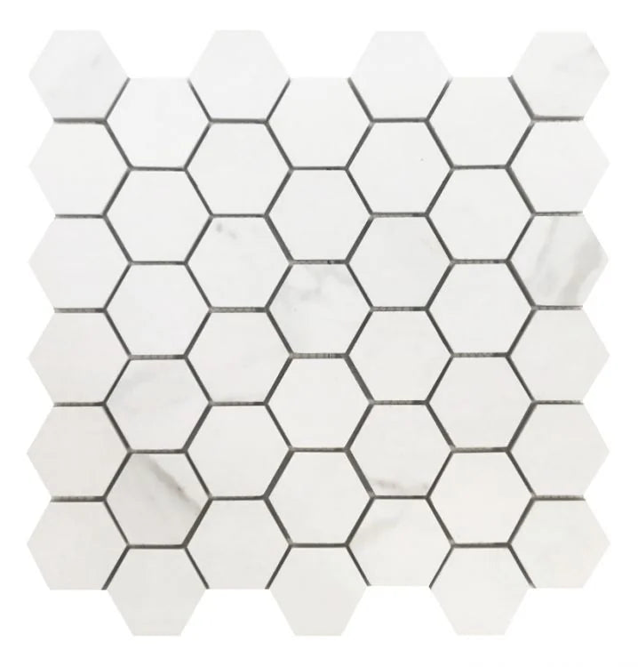 Prestigio Calacatta Soft Hexagon Marble Look Porcelain Mosaic