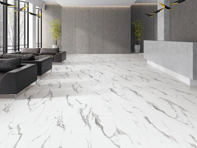 Prime Specimens Alabaster 12x24 2.5mm Modern Marble 20mil Glue Down LVT Flooring