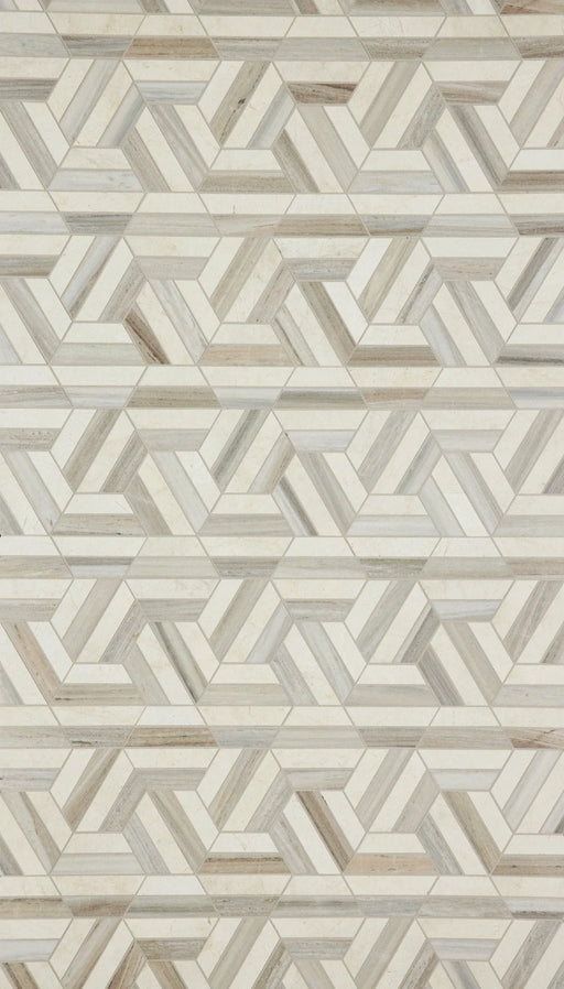 Prism Crema/Sky Honed Mesh Pattern Marble Mosaic