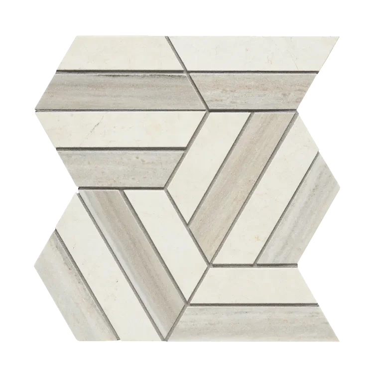 Prism Crema/Sky Honed Mesh Pattern Marble Mosaic