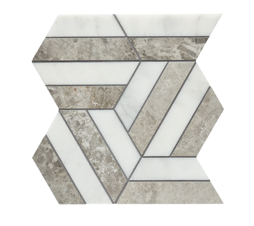Prism Marine/Blanc Honed Mesh Pattern Marble Mosaic