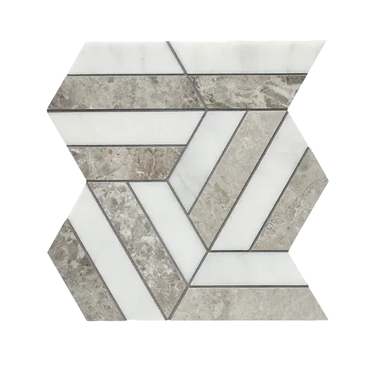 Prism Marine/Blanc Honed Mesh Pattern Marble Mosaic