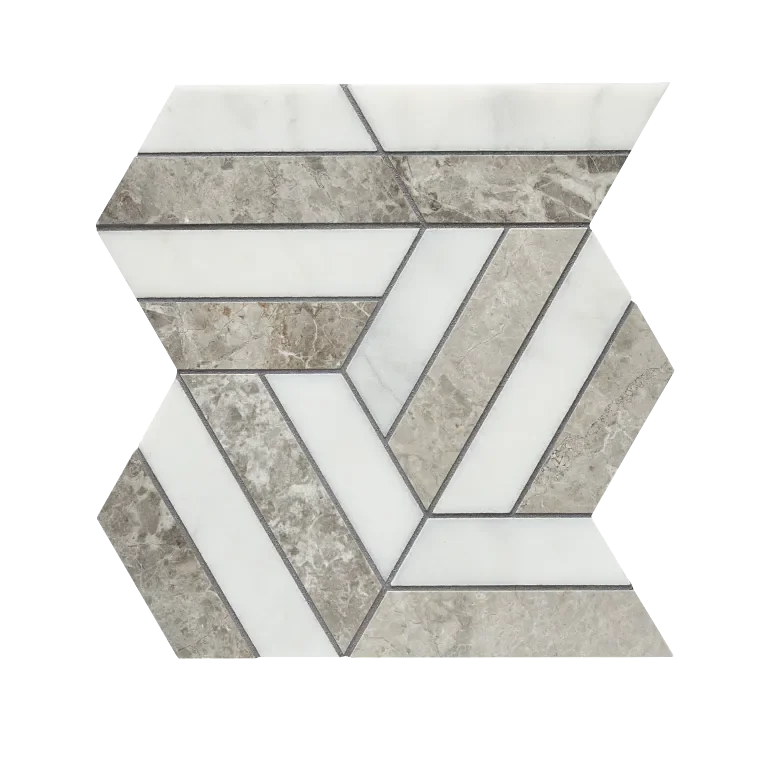 Prism Marine/Blanc Honed Mesh Pattern Marble Mosaic