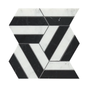 Prism Noir/Blanc Honed Mesh Pattern Marble Mosaic
