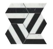 Prism Noir/Blanc Honed Mesh Pattern Marble Mosaic