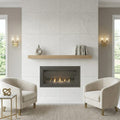 Puccini Blanco 24x24 Matte Marble Look Porcelain Tile — Living Room fireplace surround