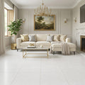 Puccini Blanco 24x24 Matte Marble Look Porcelain Tile — Living Room floor