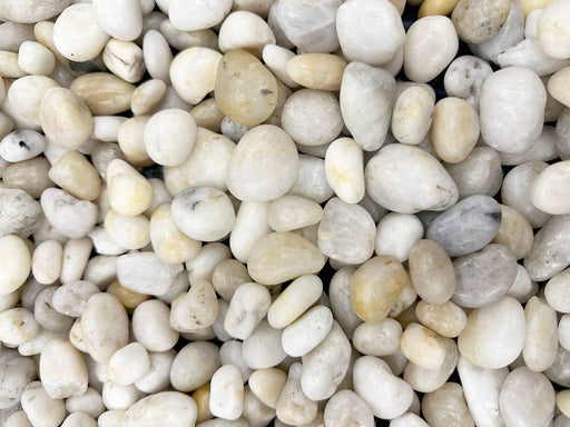 Close-up of White Stone Polished 5 - 8CM (2 - 3 1/8 Inch) Large White Ultra Pebbles, in White tones.
