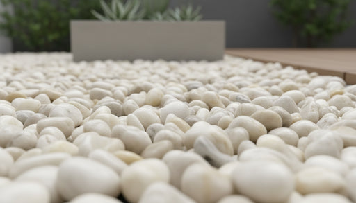 Close-up of White Stone Polished 5 - 8CM (2 - 3 1/8 Inch) Large White Ultra Pebbles, in White tones.