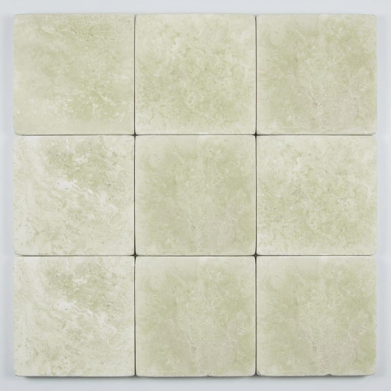 QDI Light 12x12 Tumbled Travertine Single Bullnose Pool Coping close-up