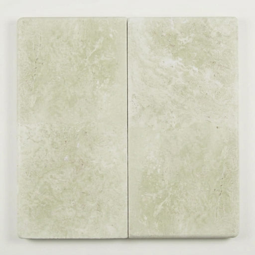 QDI Light 12x24x2 Tumbled Travertine Single Bullnose Pool Coping close-up