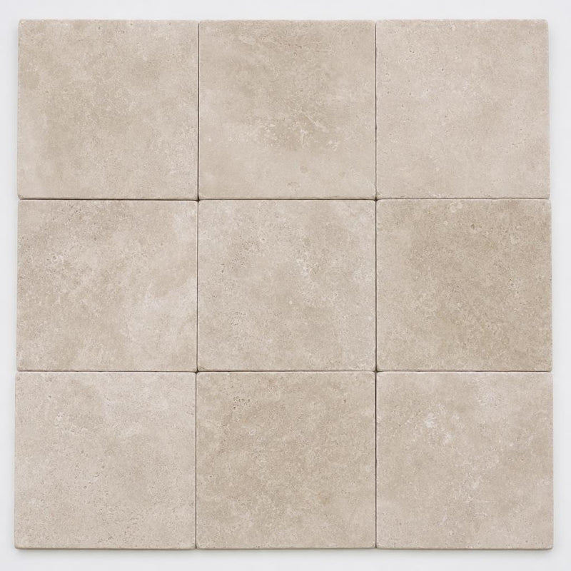 QDI Light Travertine Pavers in Tumbled 12x12 Size close-up