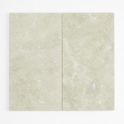 Qdi Light Travertine Paver 12x24 Tumbled 2 inch close-up