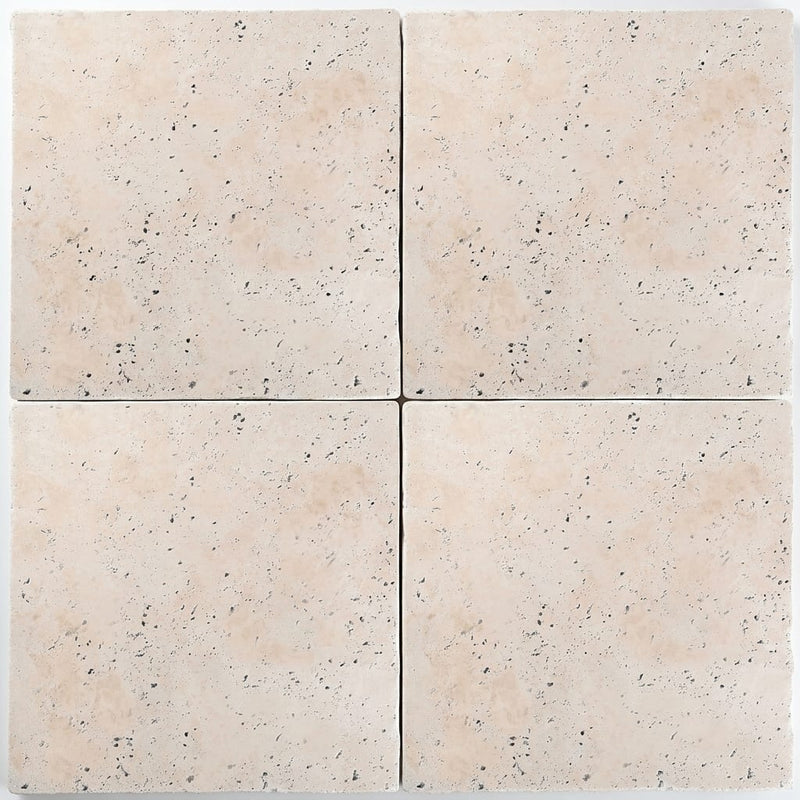 QDI Light Travertine Paver in Tumbled Beige 16x16 size close-up