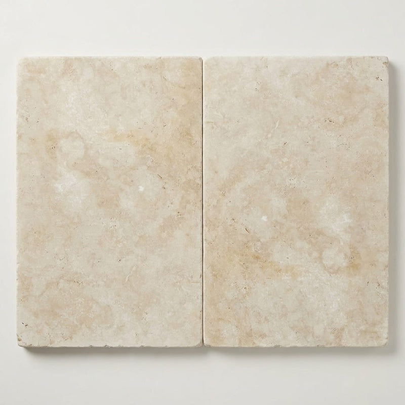 Qdi Light Travertine Paver 16x24 Tumbled 2 inch close-up