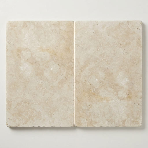 Qdi Light Travertine Paver 16x24 Tumbled 2 inch close-up