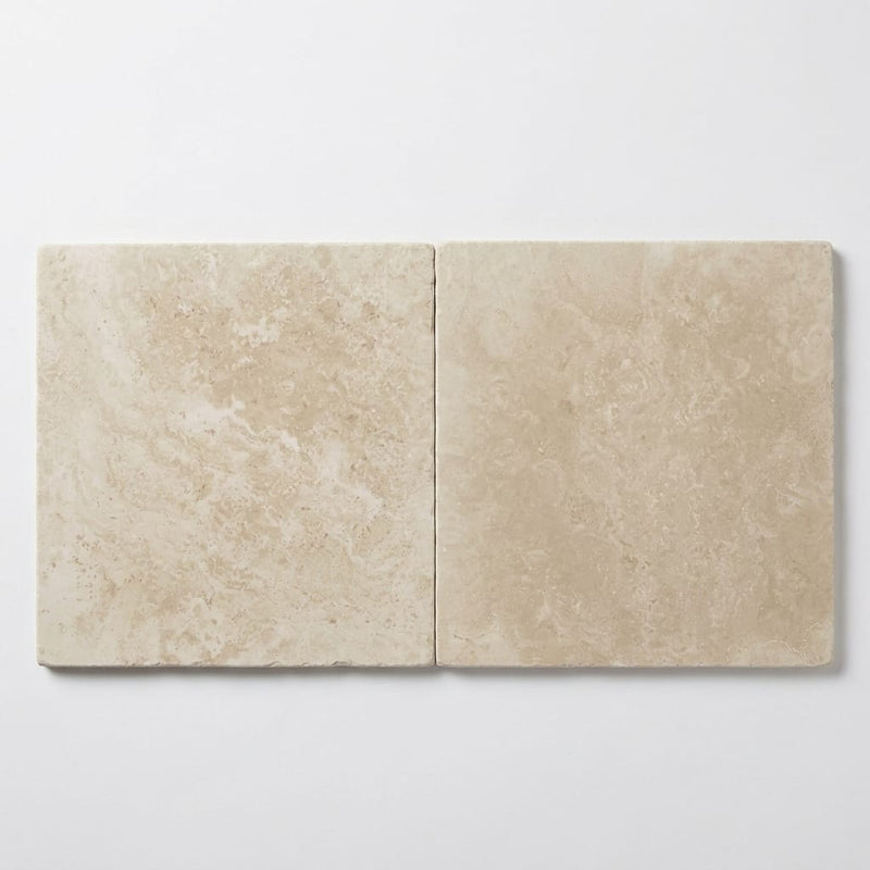 QDI Light Travertine Paver Tumbled, Beige 24x24 in close-up