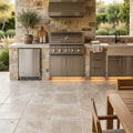 QDI Light Travertine Paver Tumbled, Beige 24x24 in — Outdoor Kitchen floor