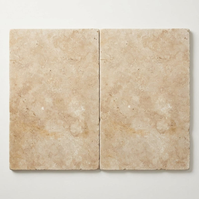 Light Travertine QDI Paver 24x36 Tumbled in Beige, 1.25 inch close-up