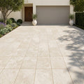 Qdi Light Travertine Paver 24x36 Tumbled 5 cm — Front Yard driveway
